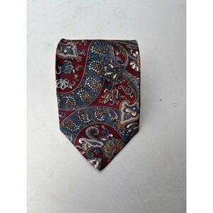 Regatta Mens Burgundy Blue Gold Paisley Silk Necktie Classic Formal Accessory